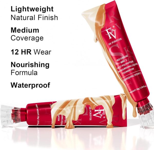 Makeup Fv Foundation Waterproof With Medium Coverage, Oil-free & Long Lasting, Matte orever Foundation For Oily/normal Skin, Forever Liquid Makeup Foundation For Face, 30g Ivory