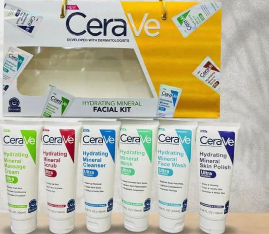 CeraVe 6-in-1 Hydrating Mineral Facial Kit for Deep Cleansing, Brightening, Hydration & Long-Lasting Glowing Skin